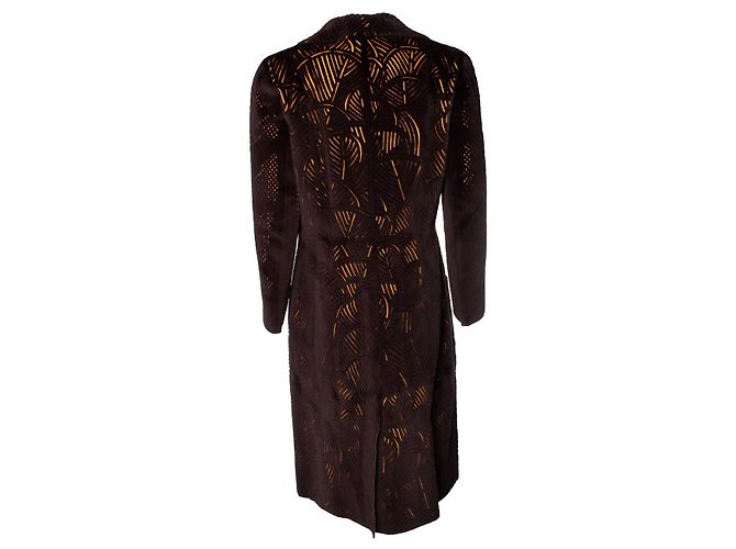 Fendi Lasercut Nerz- und Lederjacke Braun - Ansicht 3