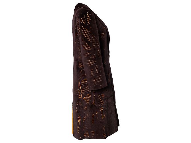 Fendi Lasercut Nerz- und Lederjacke Braun - Ansicht 4