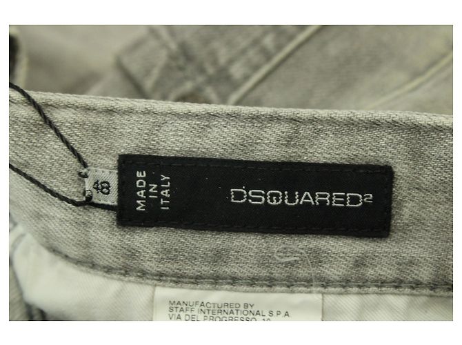 Dsquared2 Distressed Paint Biker Jeans in Grey Cotton Denim - view 3