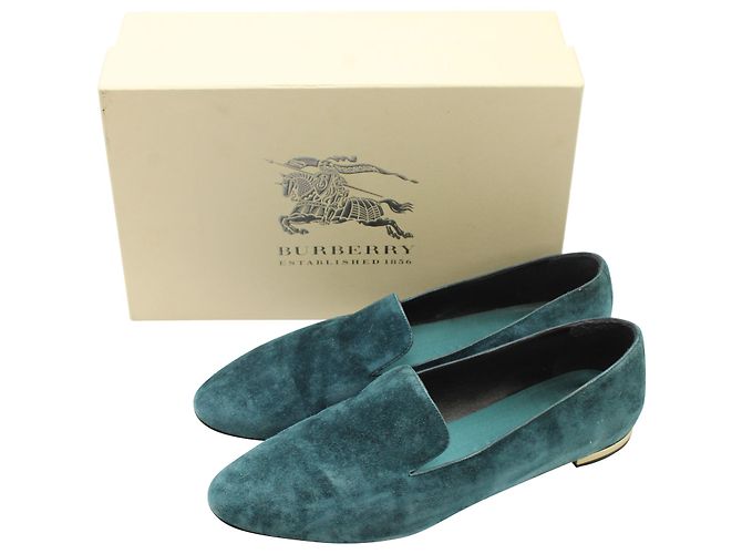 Mocassini Burberry in suede teal Verde - vista 10