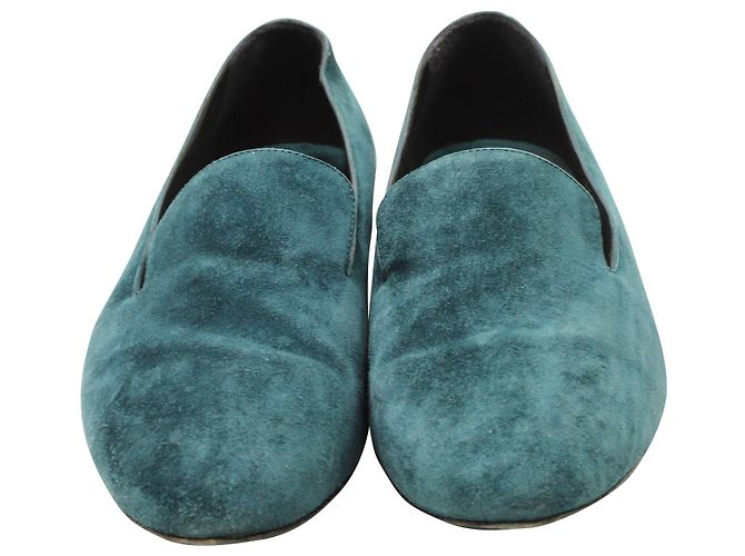 Mocassini Burberry in suede teal Verde - vista 2