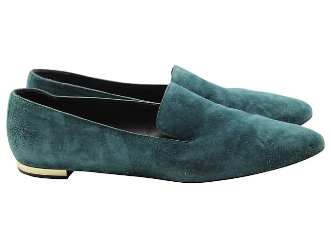 Mocassini Burberry in suede teal Verde - vista 4