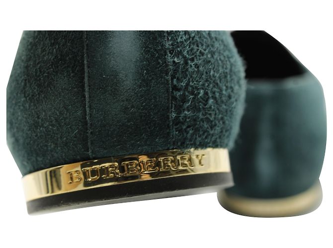 Mocassini Burberry in suede teal Verde - vista 6