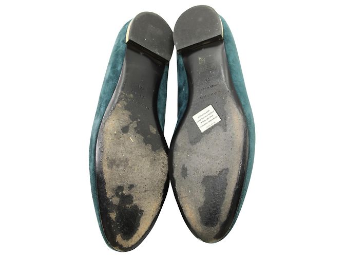 Mocassini Burberry in suede teal Verde - vista 8