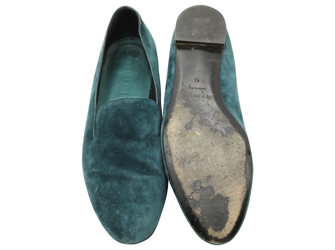 Mocassini Burberry in suede teal Verde - vista 9