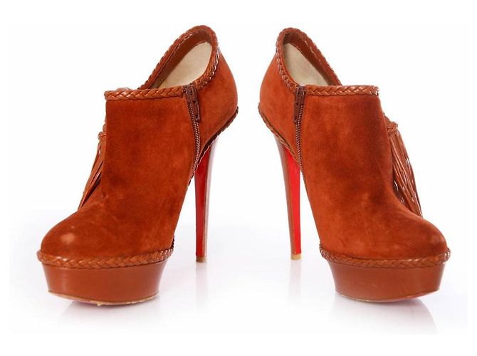 Bota plataforma de camurça/couro marrom Christian Louboutin - vista 4