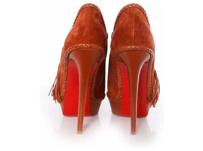 Bota plataforma de camurça/couro marrom Christian Louboutin - vista 5