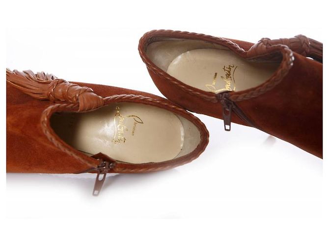 Bota plataforma de camurça/couro marrom Christian Louboutin - vista 8