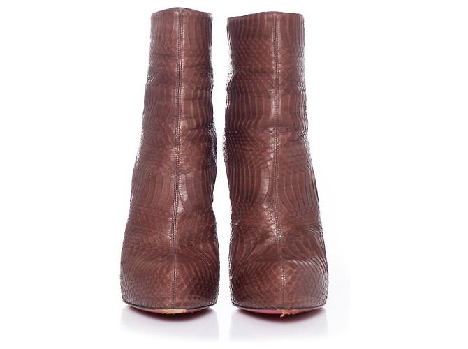 Bottes à plateforme en python Christian Louboutin Marron - vue 4