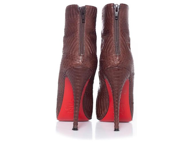 Bottes à plateforme en python Christian Louboutin Marron - vue 6