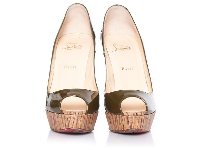 Décolleté platform Banane kaki Christian Louboutin - vista 3
