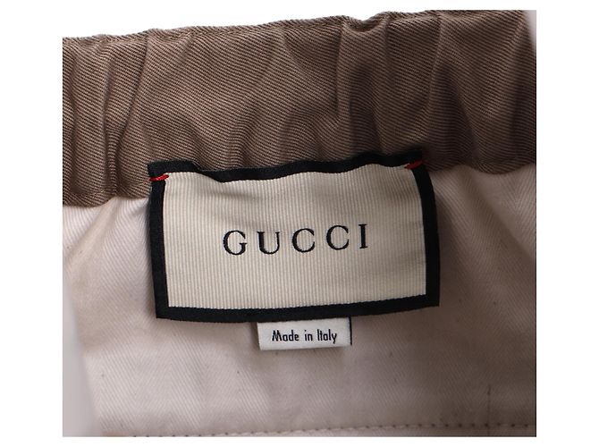 Pantaloni in cotone marrone con dettaglio del logo a strisce a contrasto Gucci - vista 10