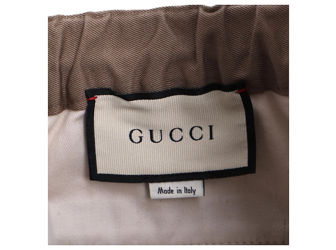 Pantaloni in cotone marrone con dettaglio del logo a strisce a contrasto Gucci - vista 4