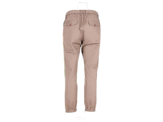 Pantaloni in cotone marrone con dettaglio del logo a strisce a contrasto Gucci - vista 9