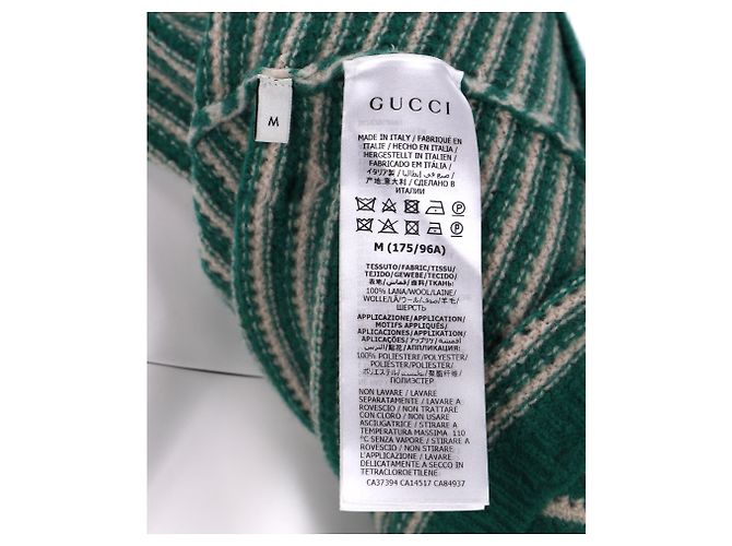 Pullover a righe usurato Gucci in lana verde - vista 10