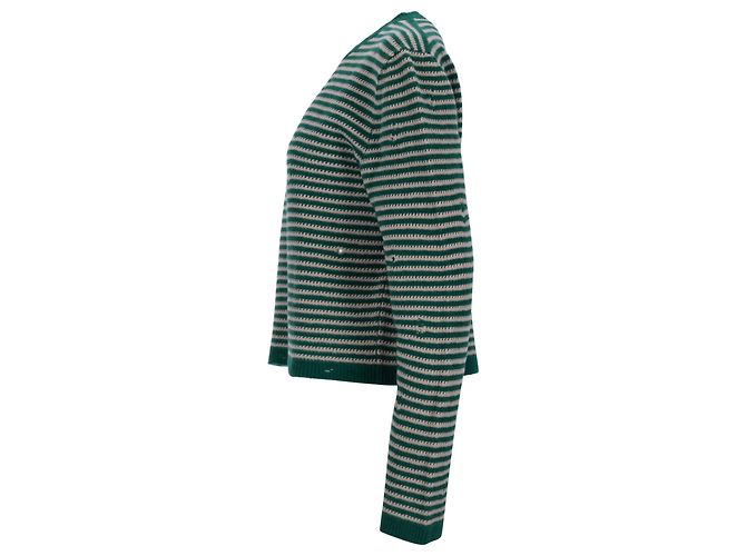 Pullover a righe usurato Gucci in lana verde - vista 2