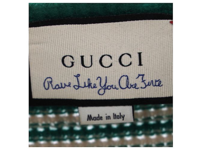Pullover a righe usurato Gucci in lana verde - vista 4
