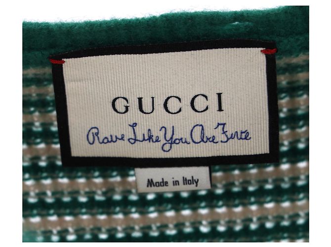 Pullover a righe usurato Gucci in lana verde - vista 9