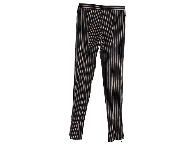 Pantalones slim-fit a rayas de seda negra Alexander McQueen Negro - vista 2