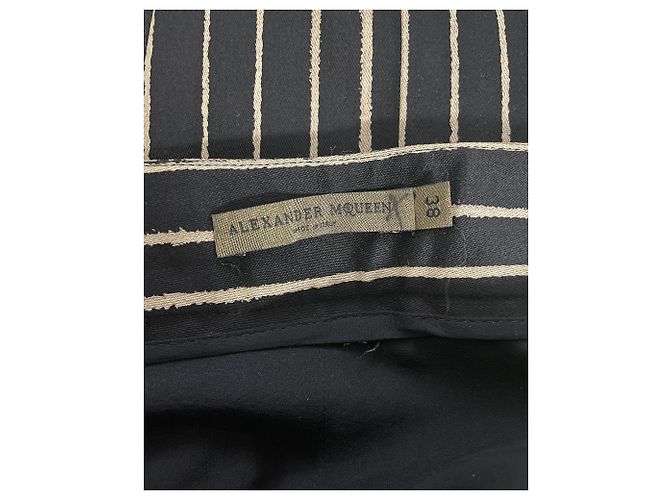 Pantalones slim-fit a rayas de seda negra Alexander McQueen Negro - vista 3