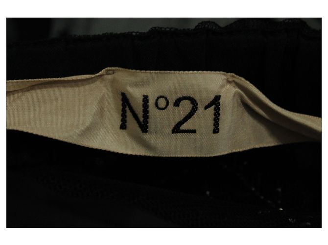 N°21 Falda de malla bordada en poliéster negro N.21 - vista 4