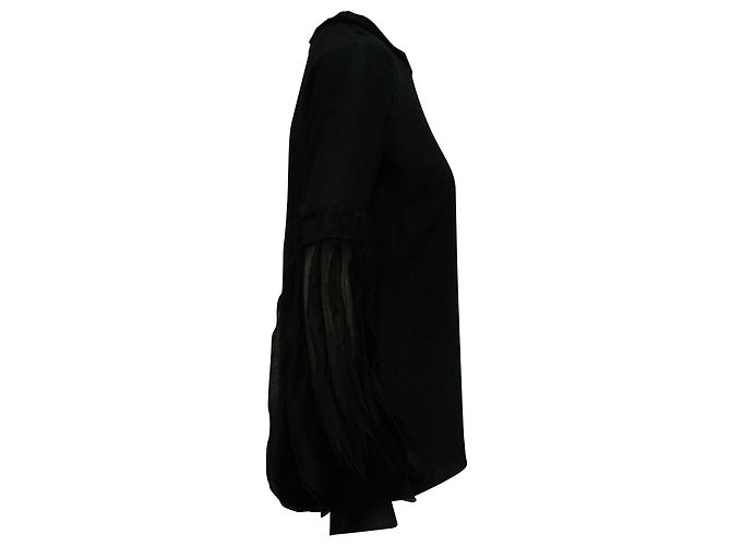 Bluse mit Glockenärmeln aus schwarzer Seide Andrew Gn - Ansicht 2