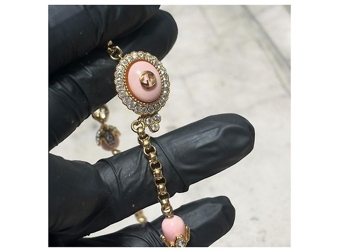 Gucci Collana in cristallo G intrecciata rosa/oro Gold hardware - vista 6