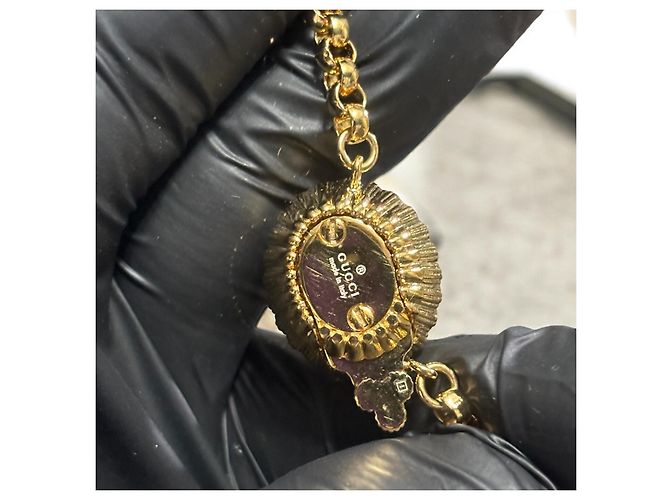 Gucci Collana in cristallo G intrecciata rosa/oro Gold hardware - vista 7