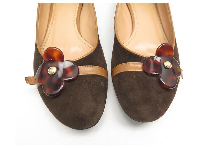 SCARPE LOUIS VUITTON BALLET FLEUR 38 CAMOSCIO MARRONE - vista 4
