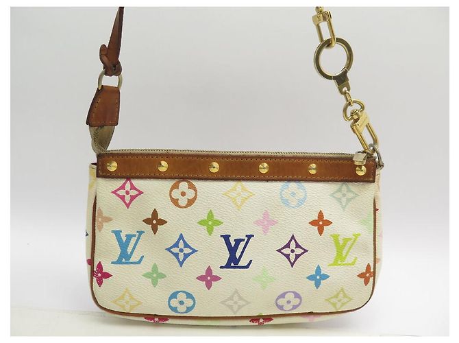 BOLSO DE MANO LOUIS VUITTON POCHETTE ACCESORIOS LLAVERO MURAKAMI Blanco - vista 2