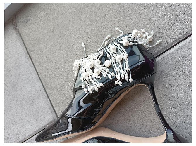 Botines Christopher Kane de charol negro con perlas - vista 3