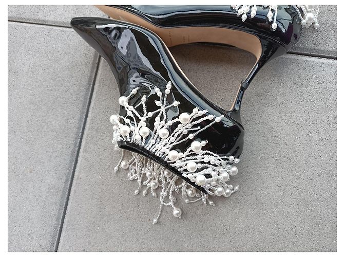 Botines Christopher Kane de charol negro con perlas - vista 5