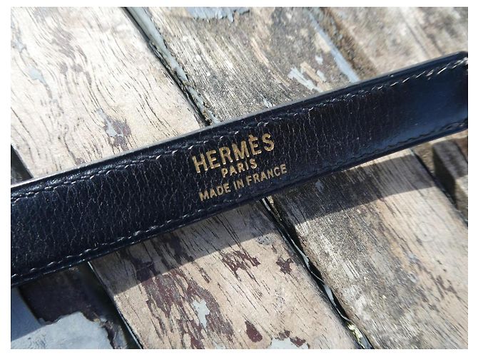 tracolla hermès vintage in box nero con dustbag per Kelly - vista 8