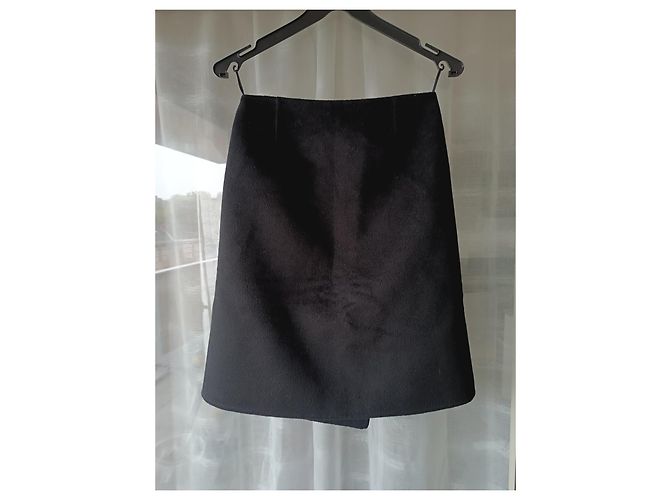 Saia envelope Prada preta de lã e angorá com strass Preto - vista 11