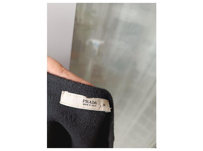 Saia envelope Prada preta de lã e angorá com strass Preto - vista 13