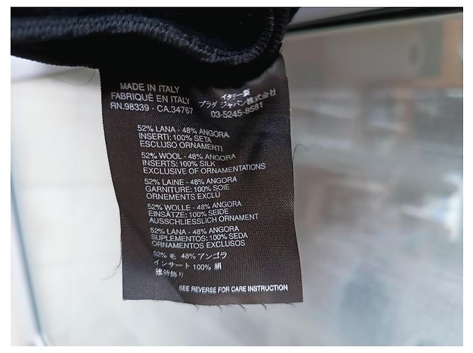 Saia envelope Prada preta de lã e angorá com strass Preto - vista 14
