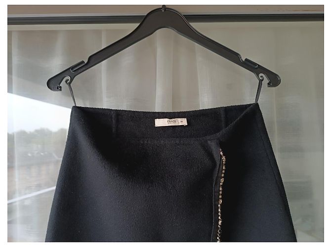 Saia envelope Prada preta de lã e angorá com strass Preto - vista 8