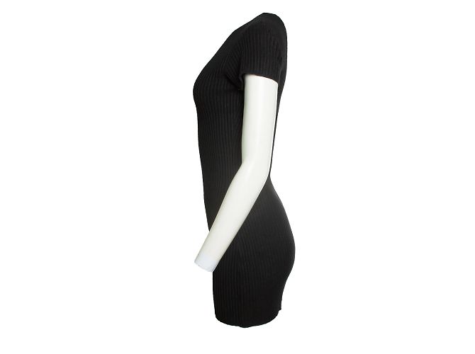 Anine Bing, geripptes Kleid in Schwarz - Ansicht 3