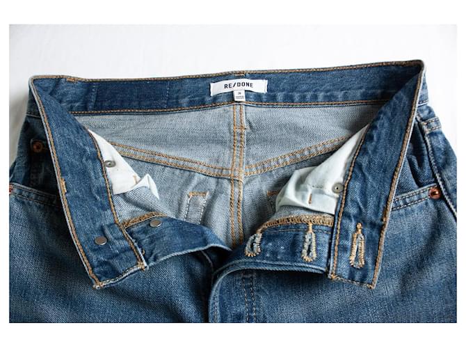 RE/DONE, jeans azules con bordes sin terminar - vista 7