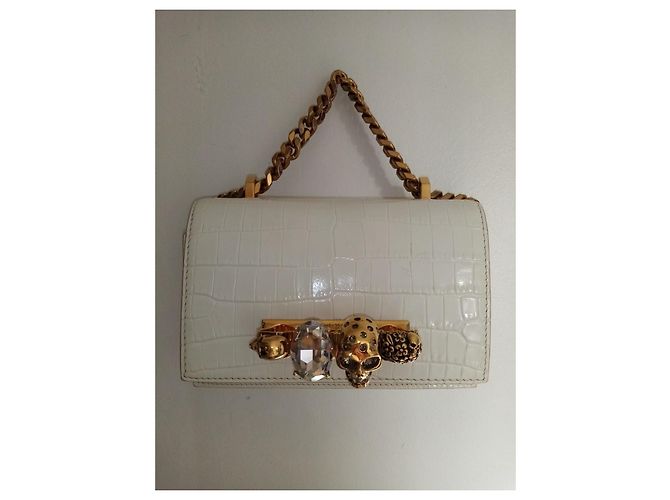 Borsa Alexander McQueen Four Ring in pelle bianca Bianco - vista 2