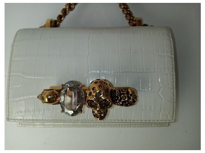 Borsa Alexander McQueen Four Ring in pelle bianca Bianco - vista 3
