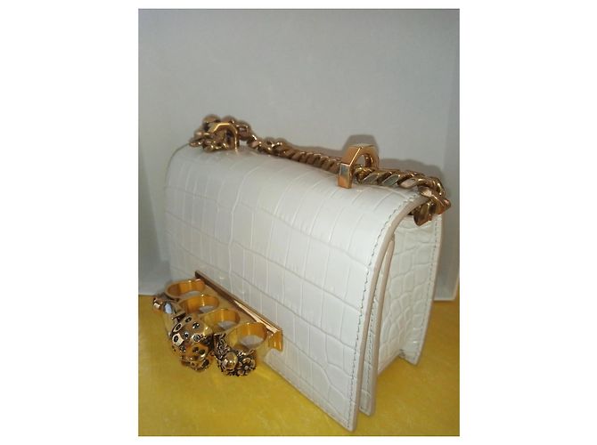 Borsa Alexander McQueen Four Ring in pelle bianca Bianco - vista 5