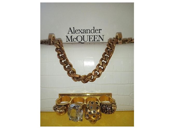Borsa Alexander McQueen Four Ring in pelle bianca Bianco - vista 6
