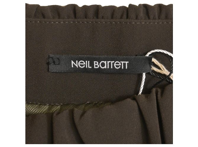 Neil Barrett Mini A-Linienrock aus olivgrüner Wolle mit Gummizug - Ansicht 4