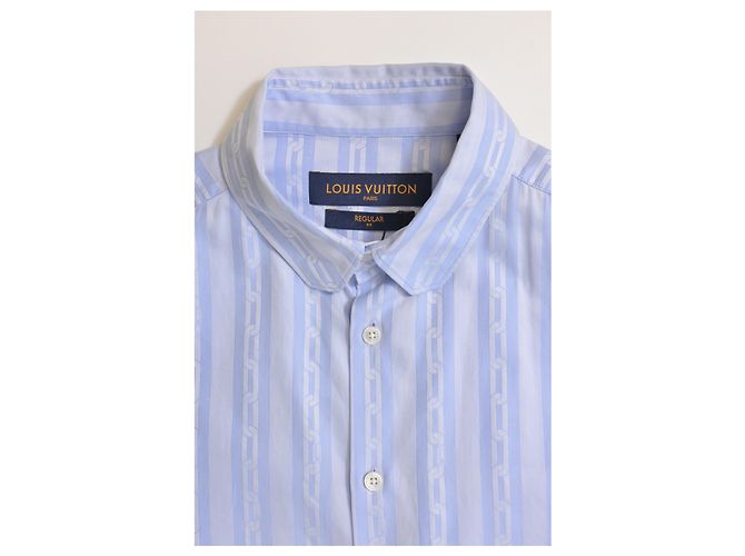 Camisa de manga larga de ajuste regular en algodón azul claro con estampado de cadena Louis Vuitton - vista 10
