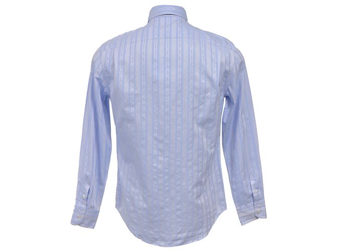 Camisa de manga larga de ajuste regular en algodón azul claro con estampado de cadena Louis Vuitton - vista 3