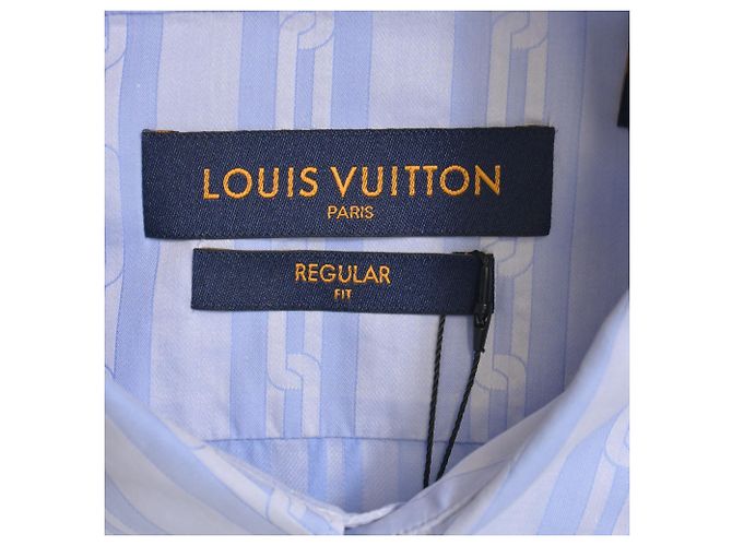 Camisa de manga larga de ajuste regular en algodón azul claro con estampado de cadena Louis Vuitton - vista 4