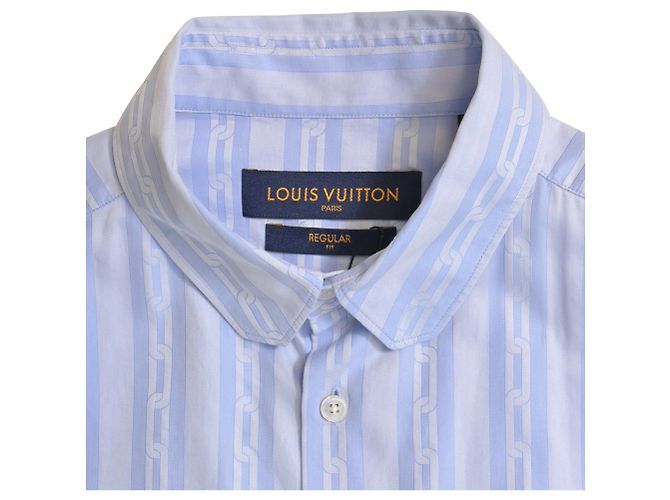 Camisa de manga larga de ajuste regular en algodón azul claro con estampado de cadena Louis Vuitton - vista 5