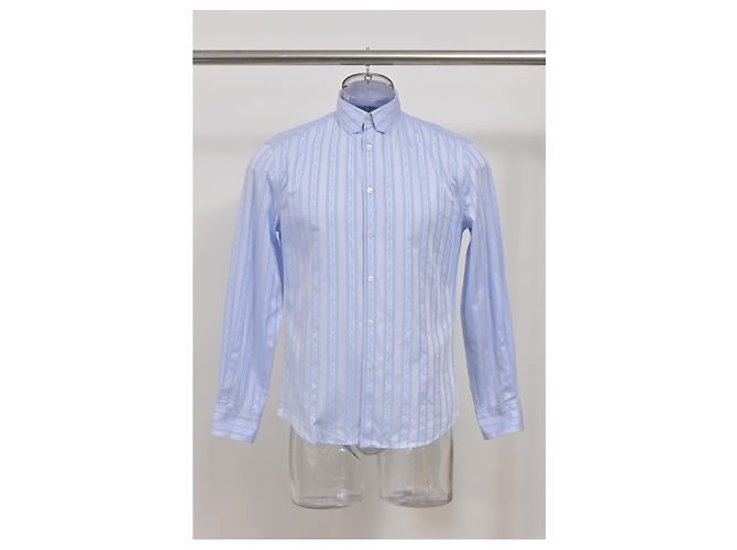 Camisa de manga larga de ajuste regular en algodón azul claro con estampado de cadena Louis Vuitton - vista 6