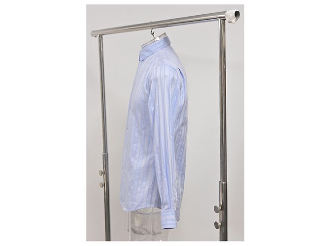Camisa de manga larga de ajuste regular en algodón azul claro con estampado de cadena Louis Vuitton - vista 7
